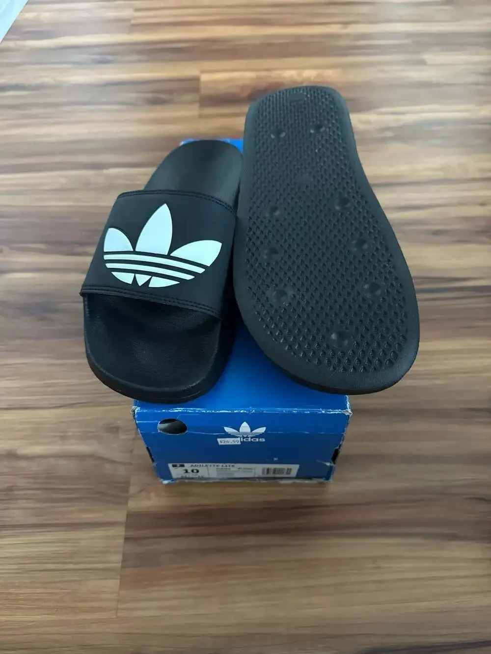 Adidas Adilette Lite Slides Black White Trefoil Logo